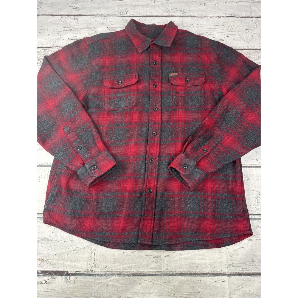ORVIS Jacket Shirt Mens XL Heavy Flannel Red Plaid Shacket Pockets Outdoors